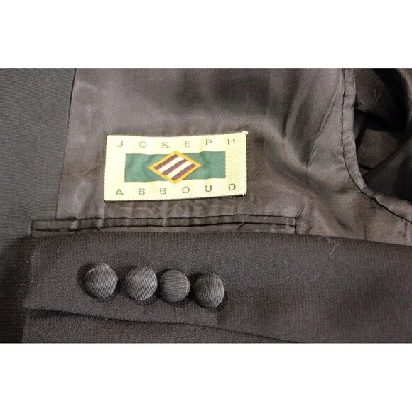 Joseph Abboud Mens Tuxedo 2 Piece Black Wool Nylon Blend 2 Btn 42R Pleated 32" W - Picture 11 of 11